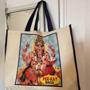 Ganesh Canvas Tote Vintage Hindi Sequins